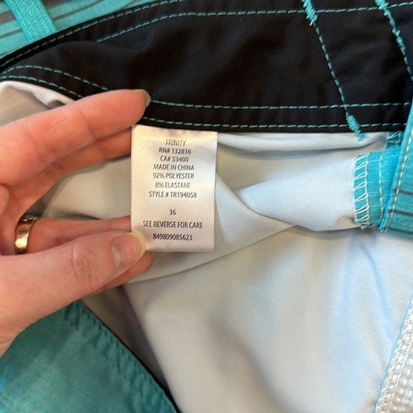Trinity Board Shorts Teal Blue Swim Surf Trunks 36 - Picture 6 of 6